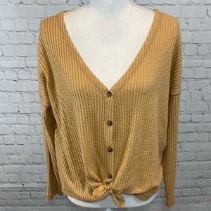 AMERICAN EAGLE Cropped Woven Top Tie Bottom-Small